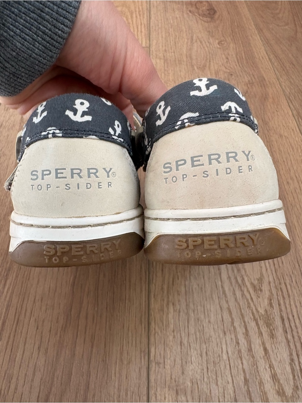 Sperry Navy and Cream Anchor-Print Boat Shoes women’s size 9 - Picture 7 of 11